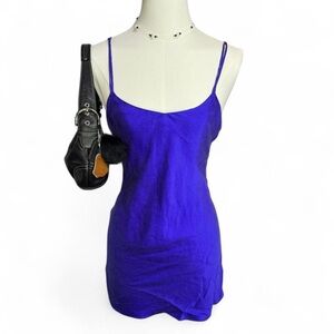 Vintage 100% Silk Bias-Cut Slip Dress – Electric Violet – XS